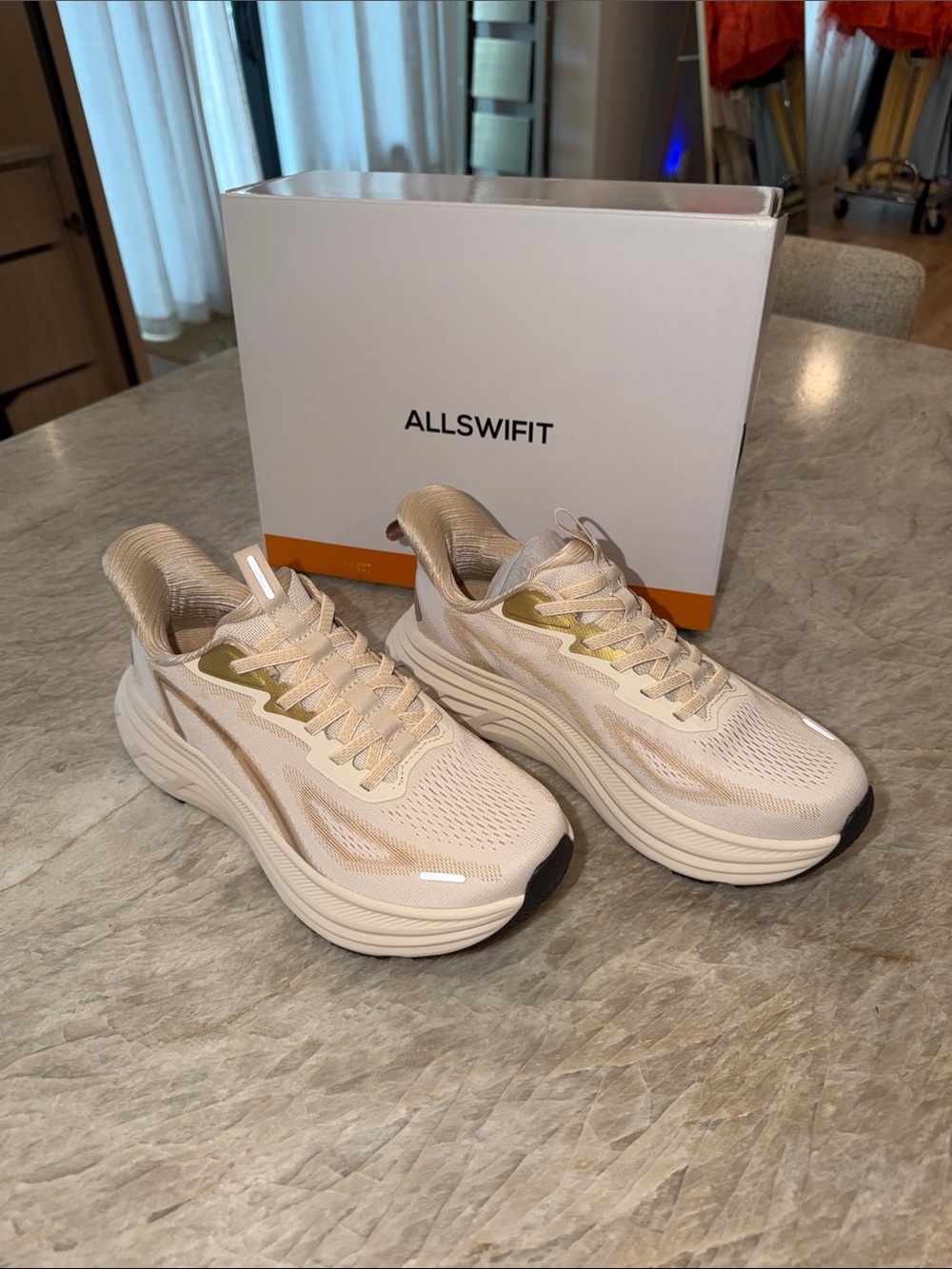 Women's Cream Running Sneakers